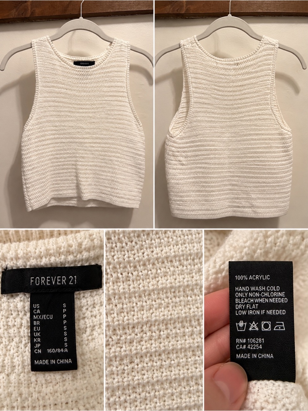 Forever 21 Cream Knit Cropped Tank